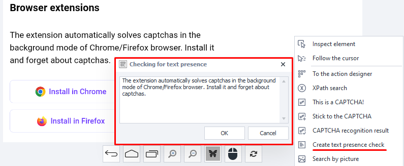 Create text check