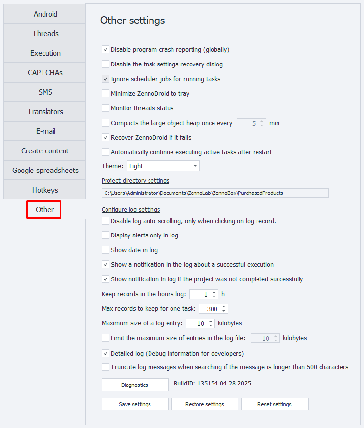 Other Settings