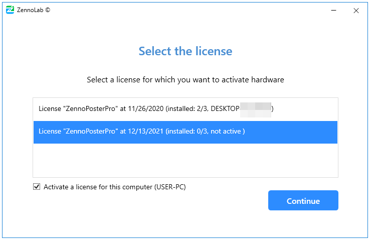 Choose license
